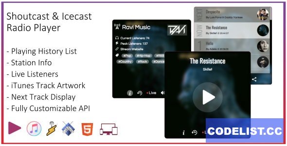 SHOUTcast and Icecast Radio Web Player v1.2