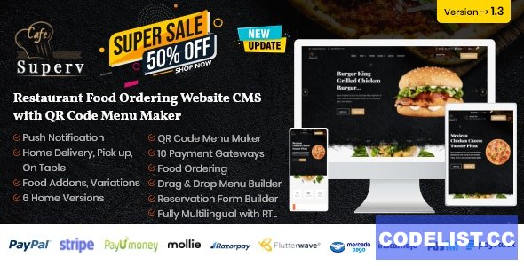 Superv v1.3 - Restaurant Website Management with QR Code Menu & Food Order 