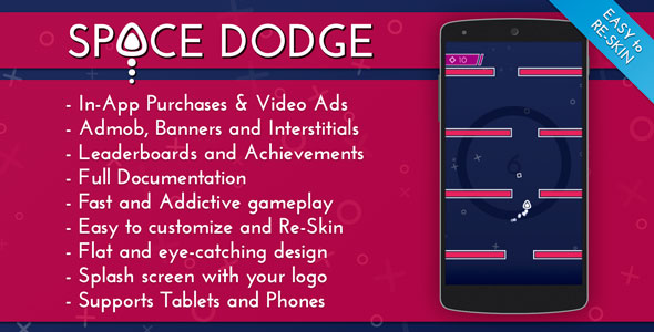 Space Dodge - Admob + IAP + Leaderboards