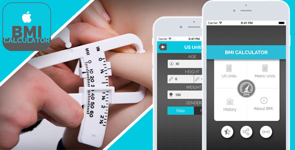 BMI Calculator for iOS - Full Application with PSD