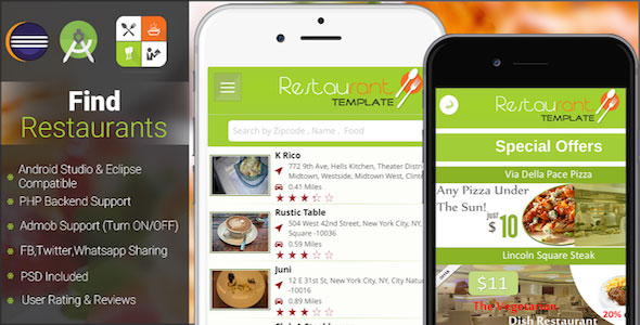 Restaurant Finder with backend Android Full App