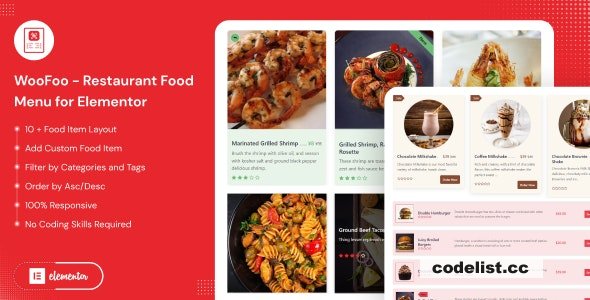 WooFoo v1.0.5 - Restaurant Food Menu for Elementor 