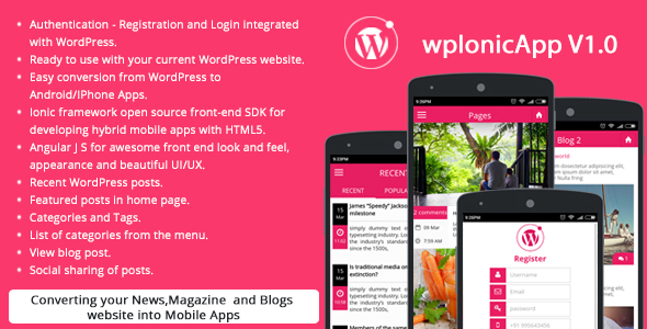 Ionic Wordpress RESTAPI (wpIonicApp V1.0) - News / Magazine / Blogs