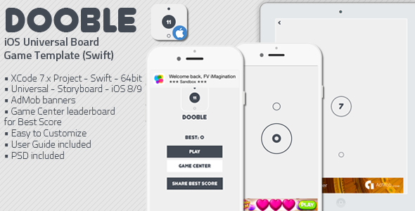 DOOBLE - iOS Universal Game Board Template (Swift)