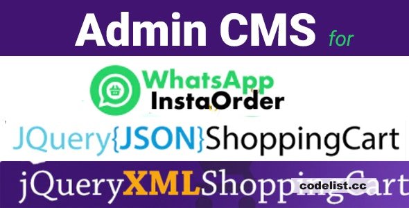 Admin CMS for WhatsApp Insta Order - jQuery JSON Store Shop - jQuery XML Store Shop v1.0.4