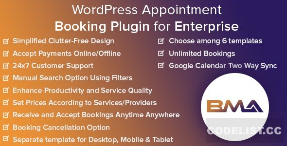 BMA v1.7.9 - WordPress Appointment Booking Plugin for Enterprise