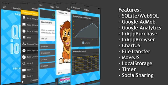 Quizionic v1.4.3 - A Quiz App Template for Ionic Framework with SQLite database
