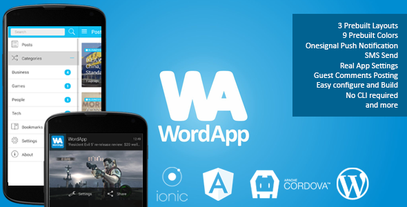 WordApp - PhoneGap/Cordova Wordpress Hybrid App